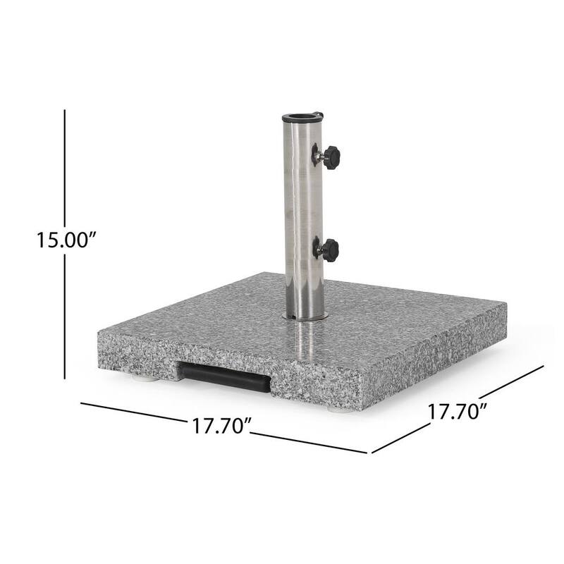 Emanuel 62.5 lbs. Granite and Stainless Steel Outdoor Patio Umbrella Base in Natural Grey