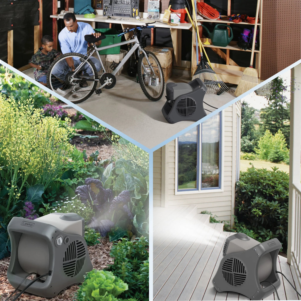 Lasko 15" Pivoting Misto Outdoor Misting Fan with GFCI Cord and 3 Speeds, Black, 7050, New