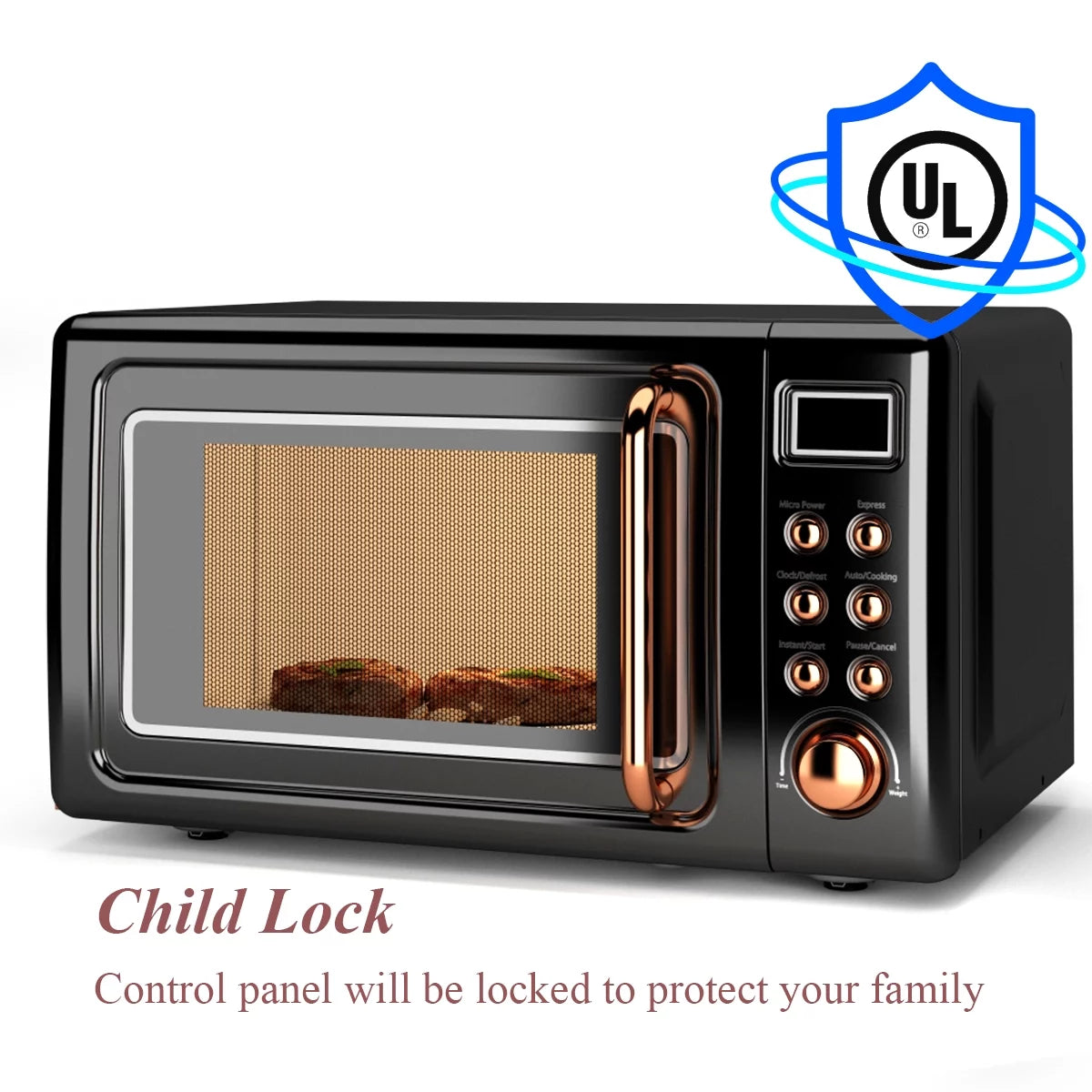 Costway 0.7Cu.ft Retro Countertop Microwave Oven 700W LED Display Glass Turntable Green