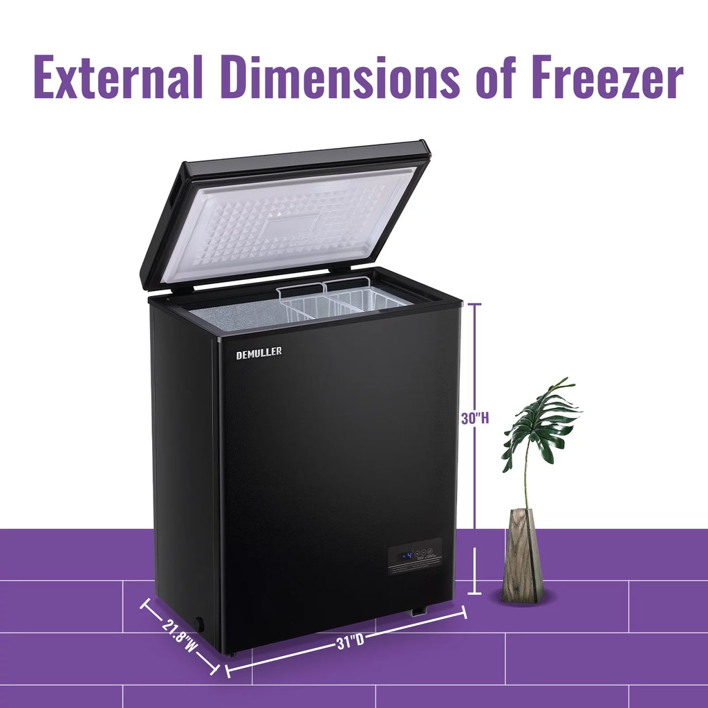 DEMULLER Deep Chest Freezer Mini Freezer with Electronic Display Screen 2 Removable Baskets YX-63-BLACK
