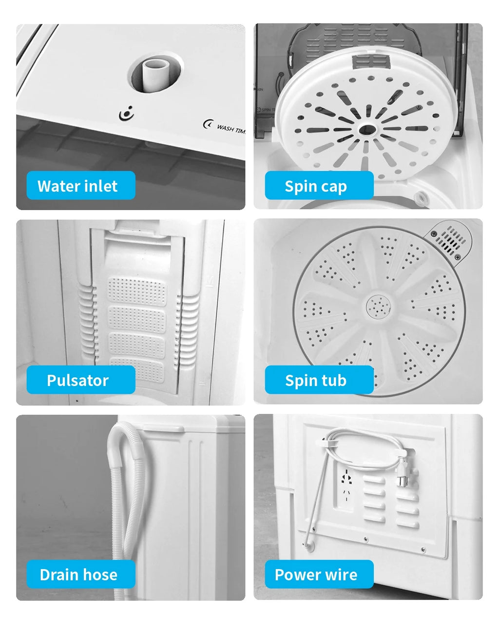 Zimtown Portable Washing Machine, 26 Lbs Semi-automatic Twin Tub Washing Machine with Wash and Cycle Combo, Built-in Drain Pump, Laundry Washer for Apartment, Dorm, College Room, RV's